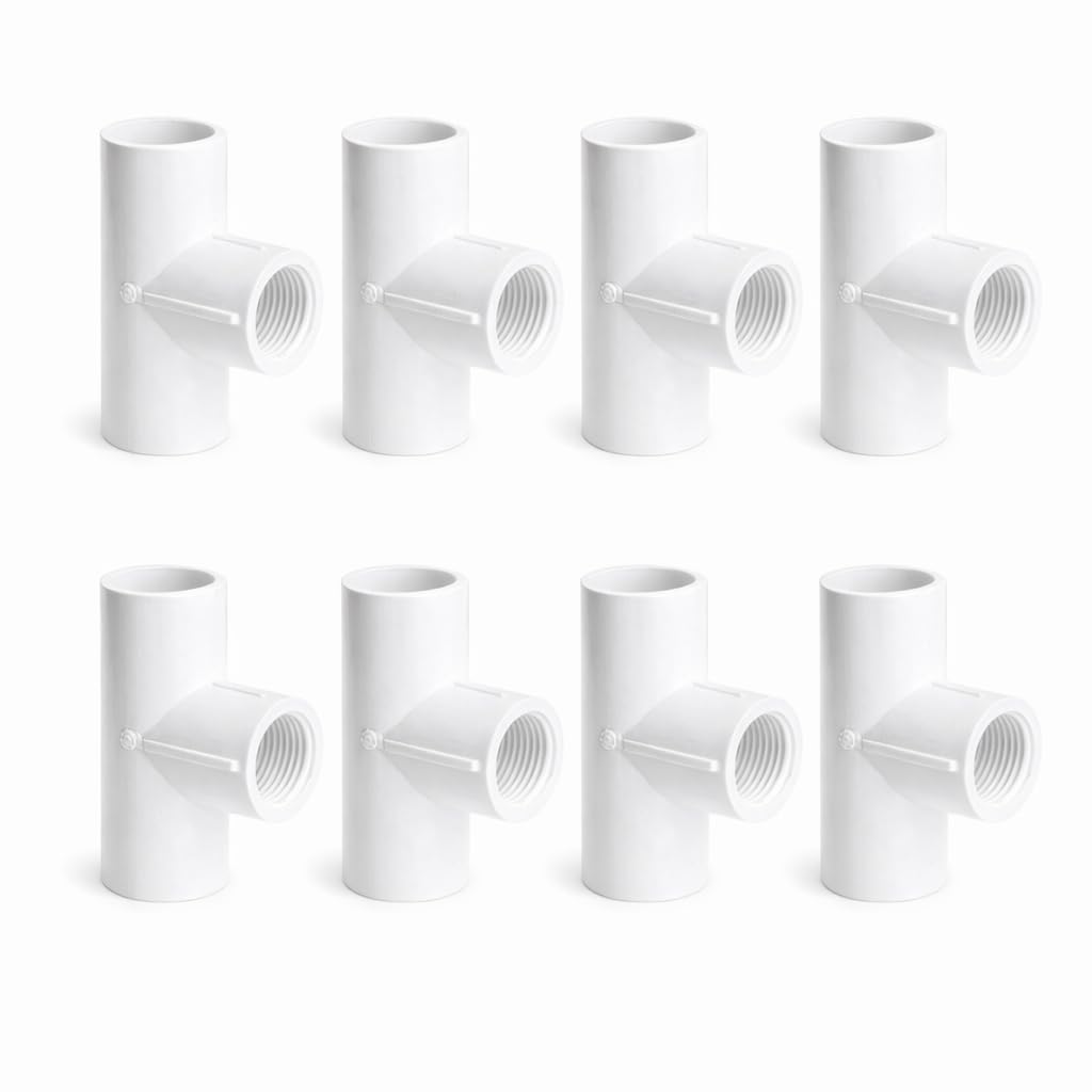 KPM UPVC Thread Tee Pipe Fitting | 1/2 Inch 3-Way Connector | Water Supply & Plumbing | White | Pack of 8-image-27