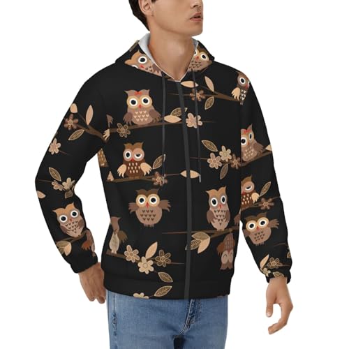 Sweat à capuche chouettes pour homme sweat-shirt marron décontracté
