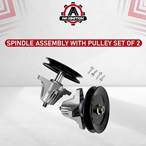 Replacement Lawn Mower Spindle Assembly With Pulley Set Of 2 - Compatible With Cub Cadet, Troy-Bilt, Mtd 42 Inch Deck - Replaces 918-04822B, 618-04822, 618-04822A, 618-04822B, 918-04889, 91804889A #TOP5
