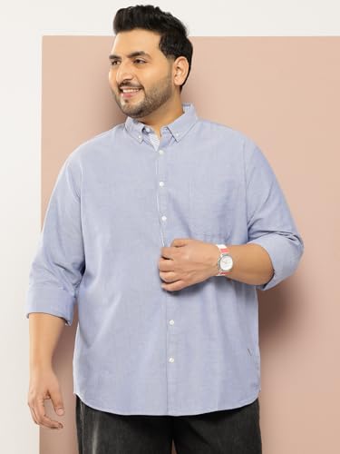 Image of Thomas Scott Men's | Plus Size | Regular Fit | Long Sleeves | Button-Down Collar | Oxford Fabric | Casual | Shirts for Men