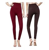 Yulaixuan Mujer 2 Pares Medias térmicas Opacas Paño Grueso y Suave de Invierno Pantimedias Gruesas Cintura Alta Pantalones cálidos Leggings sin pies sin pies (Vino Tinto y Cafe, Tamaño Libre)