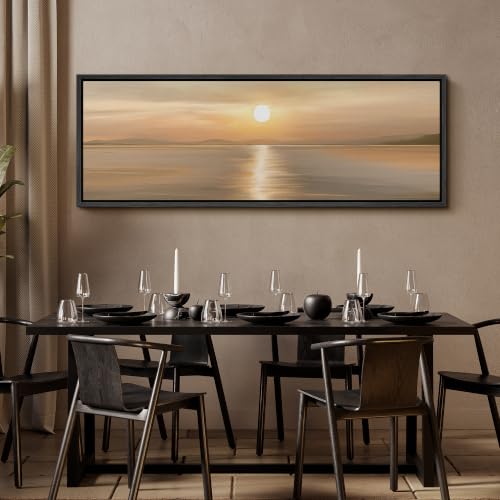 Image of MUDECOR Large Framed Canvas Print Wall Art Ocean Reflection for Living Room
