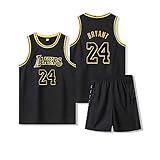 KJBEQ Kinder-Basketball-Set, Rundhalsausschnitt, Basketball-Trikots, Basketball-Set für Jungen im Alter von 2–16 Jahren, Basketball-Sets für Jungen (schwarz, S)