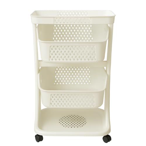 Image of Cortina Plastic Kitchen Storage Trolley Rack,Slide Out Storage Shelves Space Saving Home Nightstands Storage Organizer Box,for Newborn Essentials,Multifunction (3 Layer Kitchen Storage Trolly)