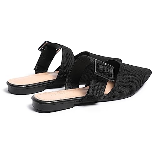 Image of Pointed Toe Mules for Women Flats,Slip On Mules Backless,Wide Width Mules,Mule Slides Flats Sandals