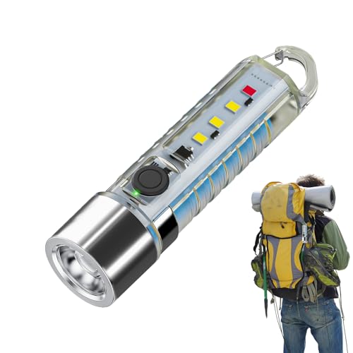 Generico Luz llavero LED, 6 modos recargables, linterna portátil compacta – Accesorios iluminación estable llavero ideal para camping, senderismo, senderismo, equipo al aire libre