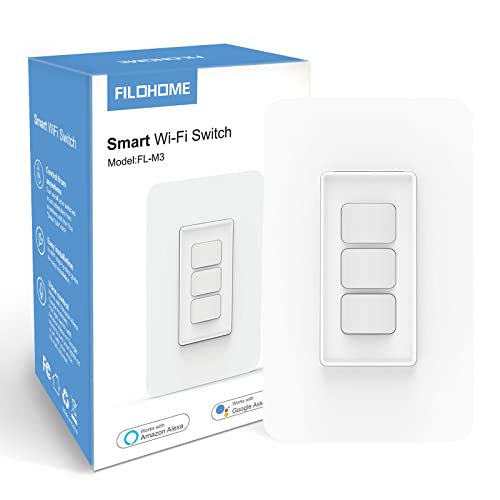 Smart Light Switch,Single Pole Smart Switch Compatible with Alexa and Google Assistant,2.4GHz Wi-Fi,Neutral Wire Required,Remote&Voice Control,Schedule,No Hub Required,FCC (Triple Smart Light Switch) Smart Light Switch,Single Pole Smart Switch Compatible with Alexa and Google Assistant,2.4GHz Wi-Fi,Neutral Wire Required,Remote&Voice Control,Schedule,No Hub Required,FCC (Triple Smart Light Switch)