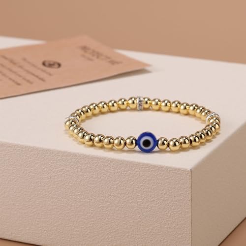 Evil Eye Bracelet for Women, Trendy Bead Bracelet with Evil Eye Charms Dainty Good Luck Protection Jewelry for Friends Mom Birthday Retirement4