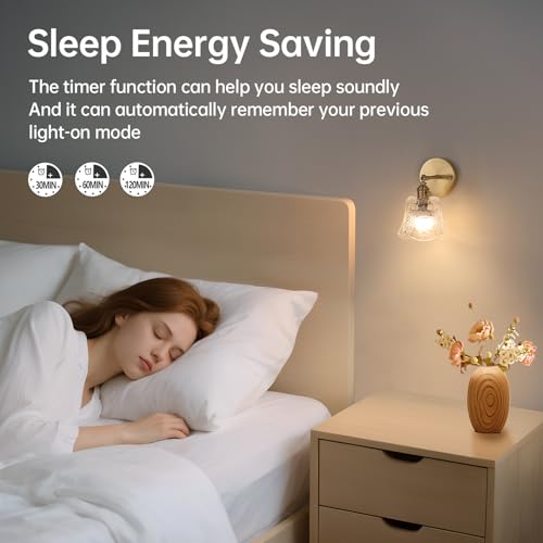 Image of Shenmoyl Vintage Battery Operated Wall Sconces Set of Two, Wireless Battery Powered Rose Wall Sconce with Remote Control, RGB Dimmable LED Wall Light for Bedside Indoor Living Room (Transparent)