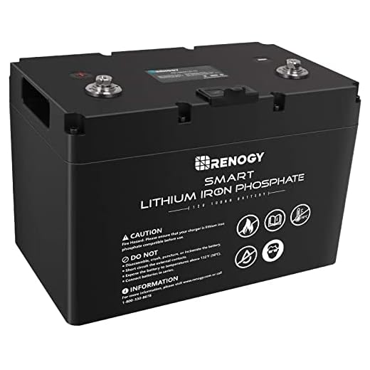 Renogy 12V 100Ah Smart Litiumbatteri, LiFePO4 Batteri, 4000 Cykler, Inbyggd BMS, 100A Maximal Kontinuerlig Urladdningsström, Kommunikation Port, Perfekt för Solpanel, Husbil, Husvagn, Båt, Camping och Off-grid Applikationer