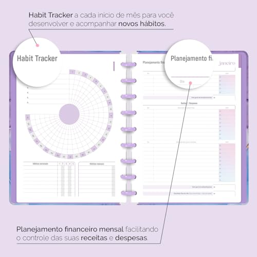Planner Iscool Disc Datado Mármore Lilás