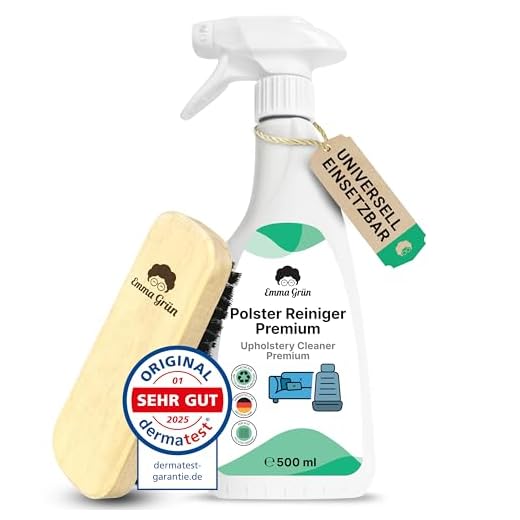 Premium Polsterreiniger Sofa 500 ml, Nachhaltiger Polsterreiniger für Sofa, Autositze & Couch, Sofa Reiniger inkl. Polsterbürste, Emma Grün Couch Reiniger Fleckenentferner aus Deutschland