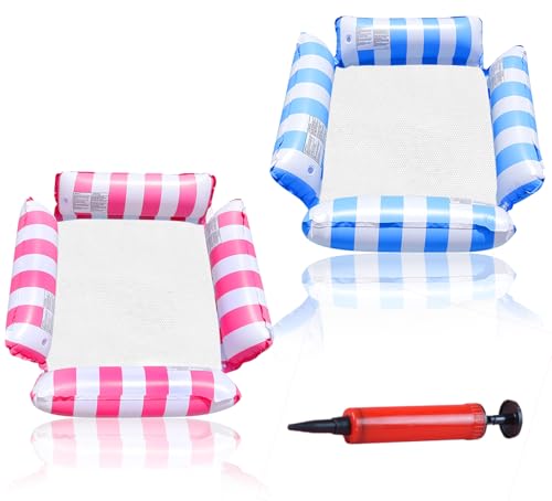 2 pièces Matelas Gonflable pour Piscine, 123 x 120 cm, Matelas Gonflable avec Filet, Jouet Aquatique 4 en 1, Matelas Gonflable pour Piscine, Salon Aquatique, Jouet de fête avec Pompe à air