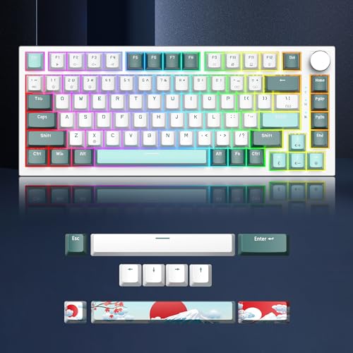 Image of Owpkeenthy 75 Percent Gaming Keyboard Gasket Mounted,82 Key Mechanical Keyboard Hot Swappable with Knob Linear Red Switch RGB Backlit for PC Laptop (Forest)