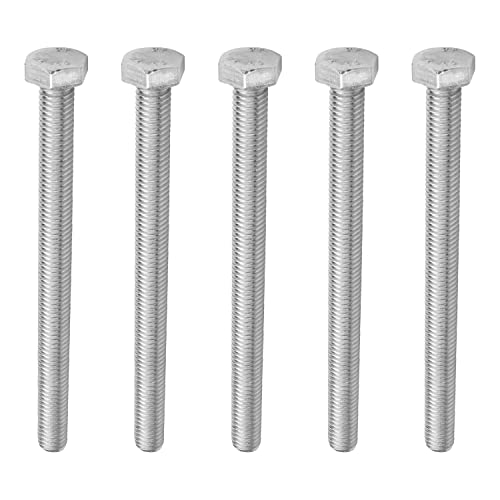 Image of Bettomshin 5Pcs M8 x 100mm Hex Bolts, 304 Stainless Steel 1.25mm Thread Pitch Fully Threaded Metric Hex Head Screw Bolts, Hexagon Screw Bolt, Hex Tap Bolts, Silver, A2-70 (Overall Size 105.3x13x13mm)