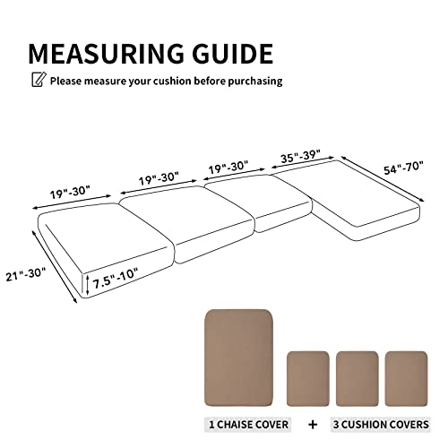 Image of Easy-Going Stretch 4 Pieces Couch Cushion Covers for Sectional Sofa L Shape