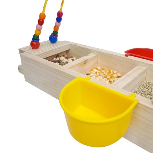 Image of Boltz Wooden Hanging Bird Feeder with Water Bowl - Dual-Function Seed & Water Tray, Eco-Friendly Rustic Design for Balcony, Garden & Outdoor Birdwatching (Multicolor, Feeder)