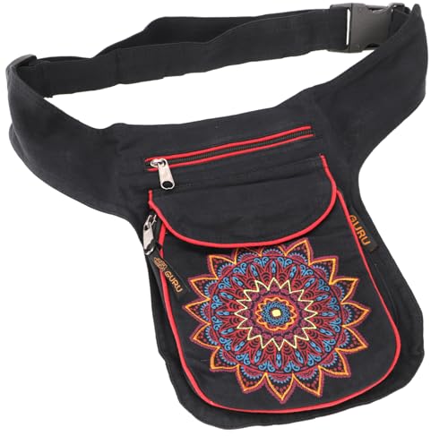 Stoff Sidebag & Hüfttasche Mandala Goa Gürteltasche Bauchtasche aus Nepal - Baumwolle Size:One Size 28x20x3 cm Festival- Hippie