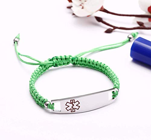 Image of JF.JEWELRY Pre-Engraved Type 1 Diabetes Medical Alert ID Bracelet | Nylon Rope Braided Medical Alert Bracelet, 6.0-8.5 Inches Adjustable