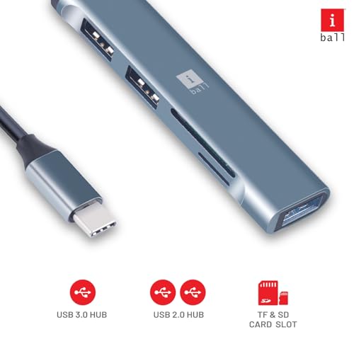 Image of Bridge 500 Type-C to USB Hub + Card Reader Multifunctional Adapter, 5-in-1, 3-Port USB Hub (USB 3.0 X 1 Port+ 2-Ports USB 2.0) + 2-Slots SD + TF Card Reader,Plug-N-Play, Widely Compatible