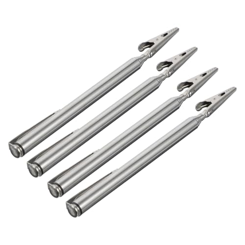 SHINEOFI 4piezas Pinzas Cocodrilo Telescópicas De Acero Inoxidable Pinzas De Cocodrilo Para Señalización Tipo Indicador Uso Tableros y Presentaciones