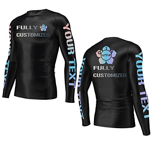DIYUME Custom Fit Rashguard BJJ MMA Long Sleeve Customized Sublimated Team Tops, Men XXL