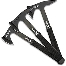M48 Pro Throwing Axe Set and Sheath - Three-Pieces, 3cr13 Stainless Steel Blade, Cord-Wrapped Handles - Length 10 3/4