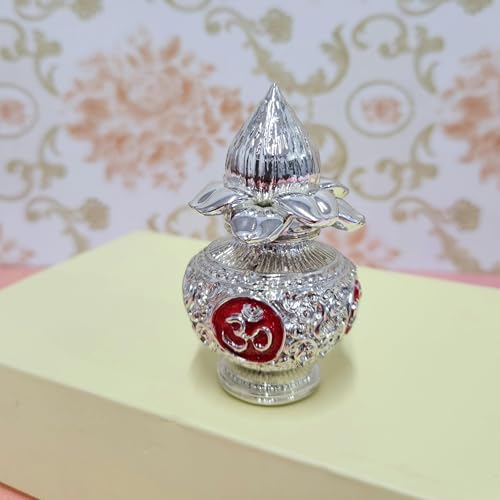 Image of ARNAVIRA 999 Silver Plated Kalash with Coconut Statue 3.5 Inch for Pooja Room /Home Decor /Gifting