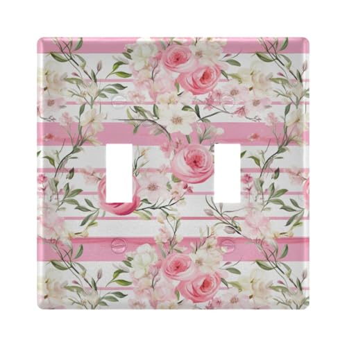 UMIRIKO Pink Rose Flower Light Switch Cover Plate Covers Decorative Double Toggle Home Decor 202a8744