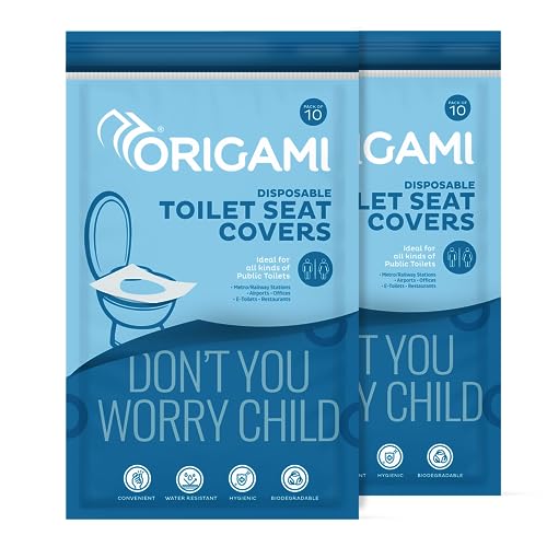 Image of Origami Disposable Toilet Seat Covers Pack of 2 (Total 20 Sheets) | Water Resistant & Biodegradable | Hygienic Protection with No Direct Contact with Unsanitary Seats | Easy to Dispose & Eco-Friendly