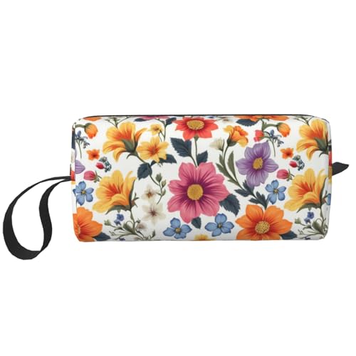 OLUSENMO Vibrant Wildflower Makeup Bag Small Travel Cosmetic
