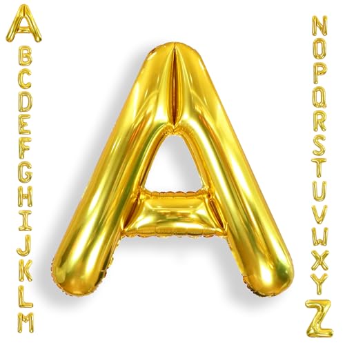 AULE 40 Inch Big Letter Balloon Gold A Large Foil Helium Alphabet Balloons A-Z for Birthday Anniversary Graduation New Year Party Decoration Supplies