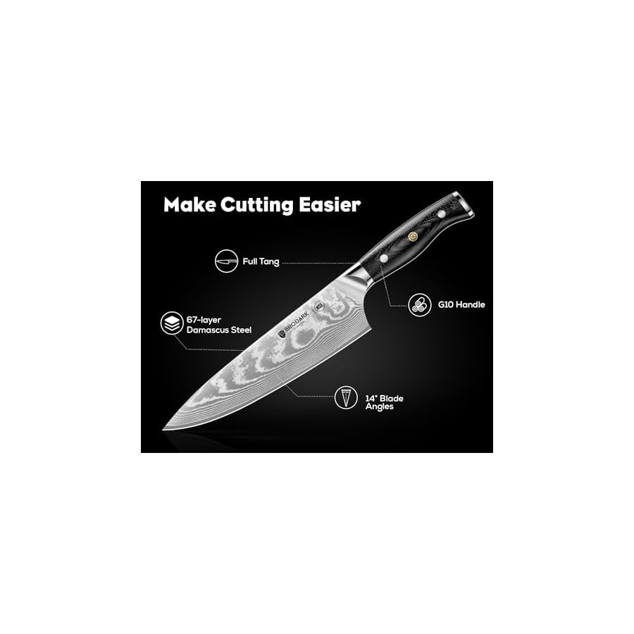 Damascus Knife Set 3 PCS with Premium VG10 Damascus Steel, Ultra-Sharp Professional Japanese Kitchen Knife Set, Full Tang Chef Knife Set with G10 Hand