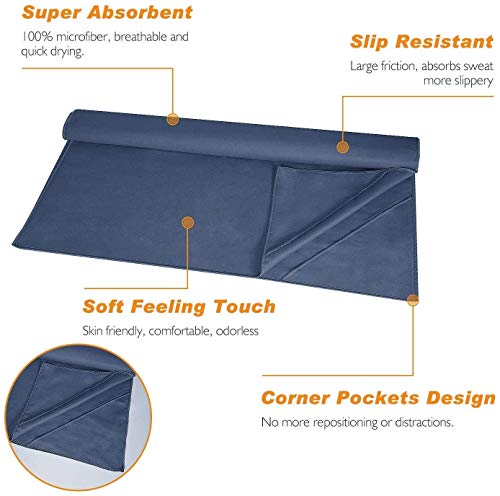 Yoga Towel - Sweat Absorbent Non-Slip Hot Yoga Towel + Hand Towel 2 in1 Set, Microfiber, Super Soft, Best Workout Mat Towel for Hot Yoga, Pilates with Carry Bag - Thumbnail 2