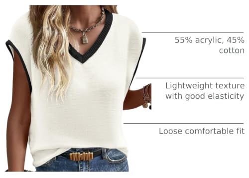Image of Imily Bela Summer Cap Sleeve Sweater Vest for Women Casual V Neck Sleeveless Knit Pullover Tank Tops 2025 Spring Shirts