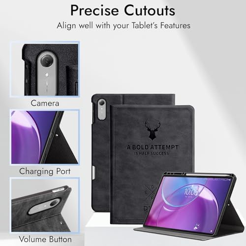 Image of Robustrion Case for Lenovo Idea Tab Pro 2nd Gen 13 inch Cover Case with [Pencil Holder], Deer Pattern Flip Cover for Lenovo Idea Tab Pro Gen 2 Cover Case 13 inch [Auto Sleep Wake Support] - Black