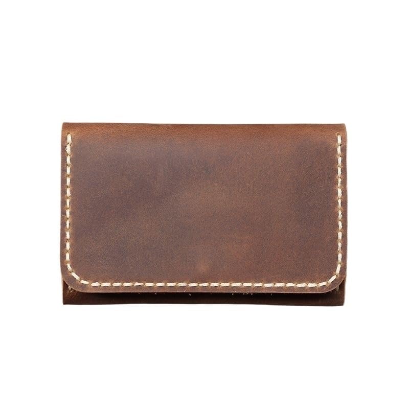 Handmade Genuine Leather Card Wallet Leather Card Holder Men Purse Credit ID Card Holder Business Card Case(White-Patch Five-Pointed star4)