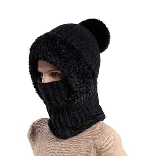 Gorro de ciclismo, protección de orejas con cordón, sombrero de invierno con bufanda, para viajes, aventuras, senderismo, esquí, cumpleaños, día de San Valentín, Negro