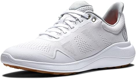 FootJoy Women's FJ Flex Golf Shoe, White/White/Tan, 7
