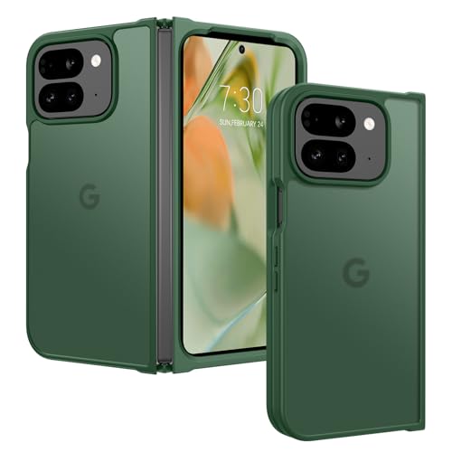 BENTOBEN for Google Pixel 9 Pro Fold Case, Translucent Matte Reveal Logo Slim Thin Shockproof Anti-Yellow Lightweight Women Men Boys Girls Protective Phone Cover Cases for Pixel 9 Pro Fold 8.0", Green