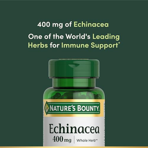 Nature's Bounty Echinacea, Herbal Supplement, Supports Immune Health, 400mg, 100 Capsules