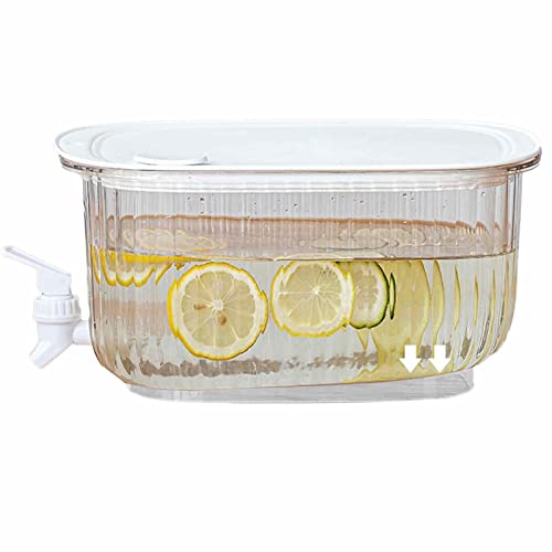 Ditanpu Dispensador De Bebidas De 4 L, Dispensador De Leche, Dispensador De Agua para Nevera con Grifo, Jarra para Nevera, Enfriador De Bebidas, Dispensador Grande para Leche, Blanco