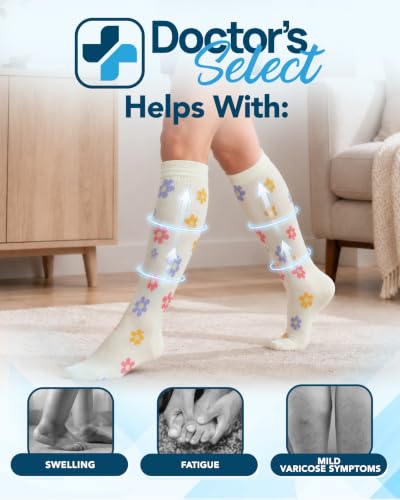 Image of Doctor's Select Bamboo Viscose Light Compression Socks for Women & Men - 3 Pairs, 8-15 mmHg Compression Socks, Knee High
