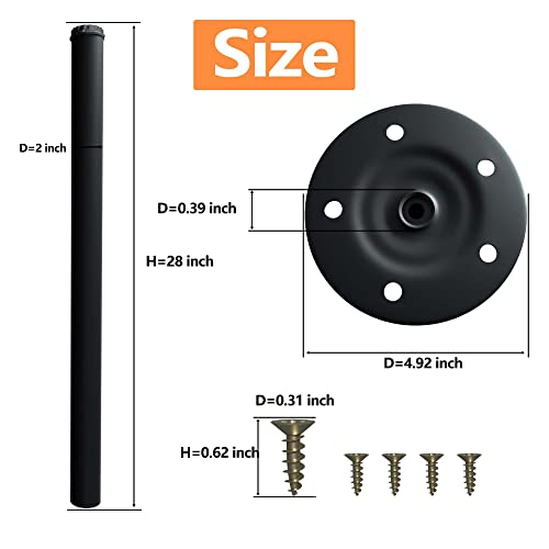ASJMR 28 Inch Adjustable Table Legs Set of 4 Durable DIY Metal Desk Legs for Home Office Desks, Computer Desks, Dining Table - Black