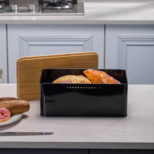 Soporte para pan vintage de metal grande para desayunos ordenados en cocinas familiares 5
