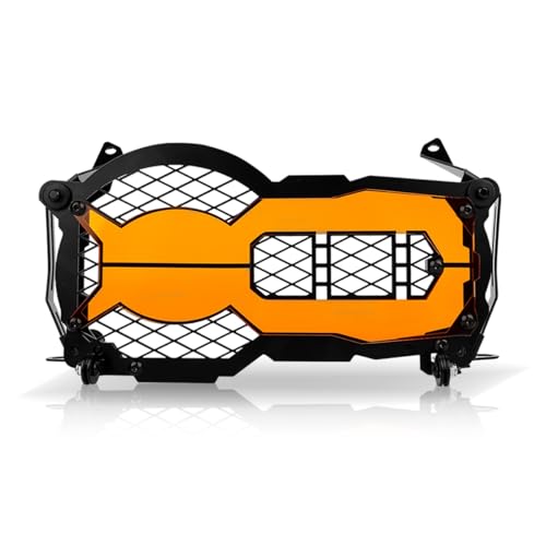 Grille phare moto R1250GS protection robuste orange pour éclairage aventure