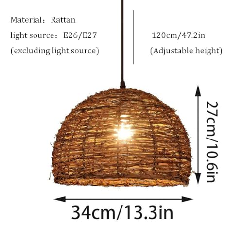 Lustre rotin suspendu pour illuminer une table de repas - 5