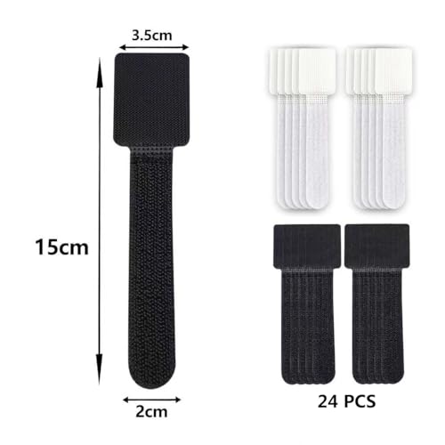 24 pcs Cable Ties, Black and White Self-Adhesive No Drill Anti Tip Adhesive Safety Under Desk Cord Management for Home and Office Stand Accessories (24) miniatura 4