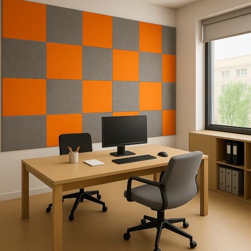 Image of MMT Acoustix Premium Felt Acoustic Panels for Offices, Bedrooms & Studios | Sustainable PET Felt Panels for Echo Reduction & Sound Absorption | 1x1 Ft, 9mm Thick | Lava Exceptional - Pack of 16