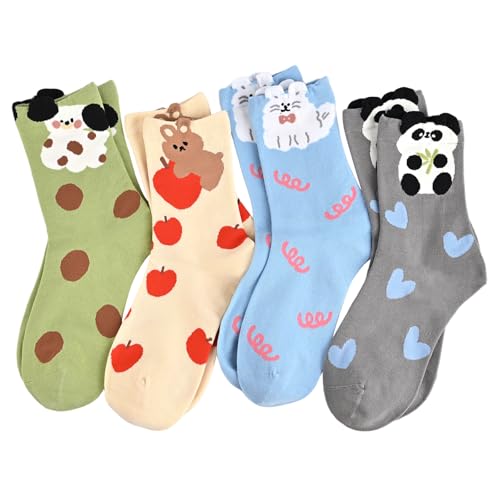 Image of Women's Cute Crew Socks, Casual Athletic Cotton Bowknot Cherry Calf Novelty Socks for Women